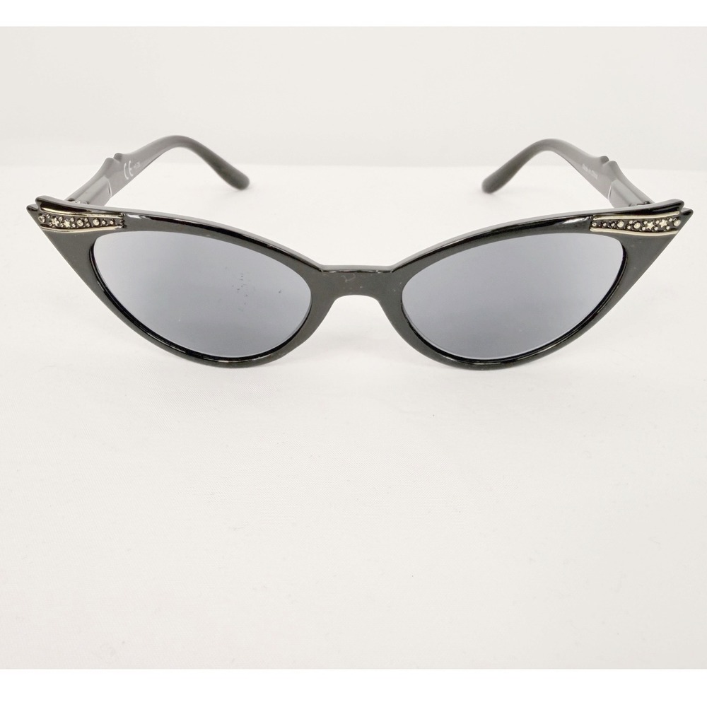 Foster Grant Cat Eye Reading Glasses Black Rhinestone Accent +1.75 w/Case 104-55 - Picture 2 of 11